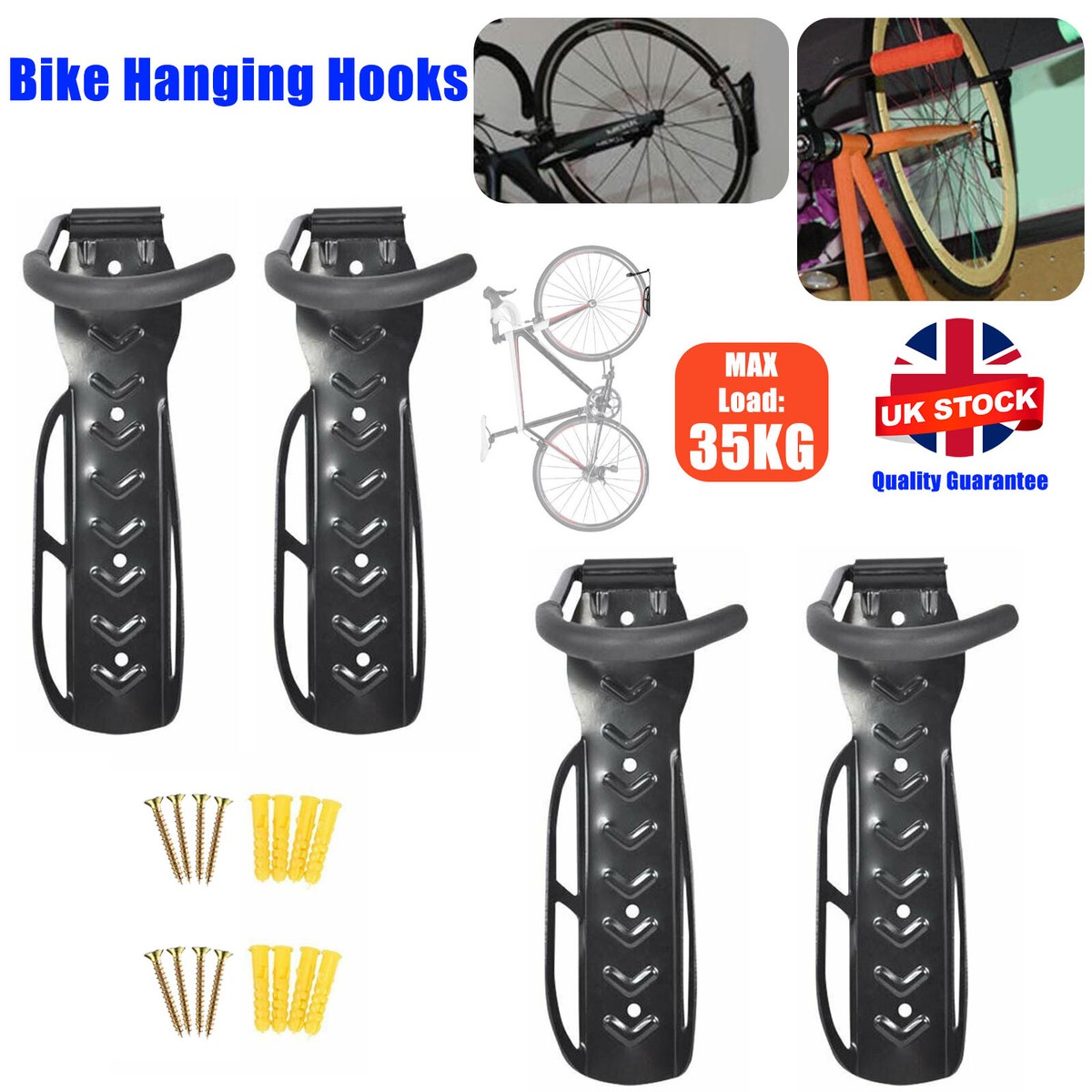 2x Bike Rack Hook Storage Steel Mounted Wall Hanger Hanging Stand