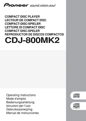 Bedienungsanleitung-Operating Instructions für Pioneer CDJ-800 MK2 