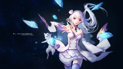 Anime swd3e2 dress violet eyes emilia re zero cleavage Playmat Gaming Mat