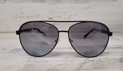 GUESS GF0172 08C Men's Red/Gunmetal Frame Mirror Lens Aviator Sunglasses NEW