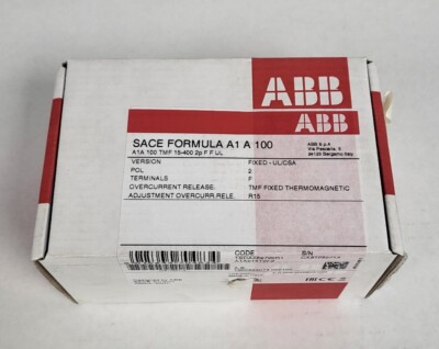 NEW ABB A1A015TW-2, SACE Formula 100AMP Circuit Breaker  WE HAVE 2 A1A100