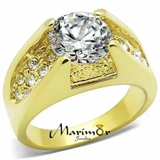 3.35 Ct Round Cut CZ Stainless Steel 14k GP Engagement Ring Women's Size 5-10