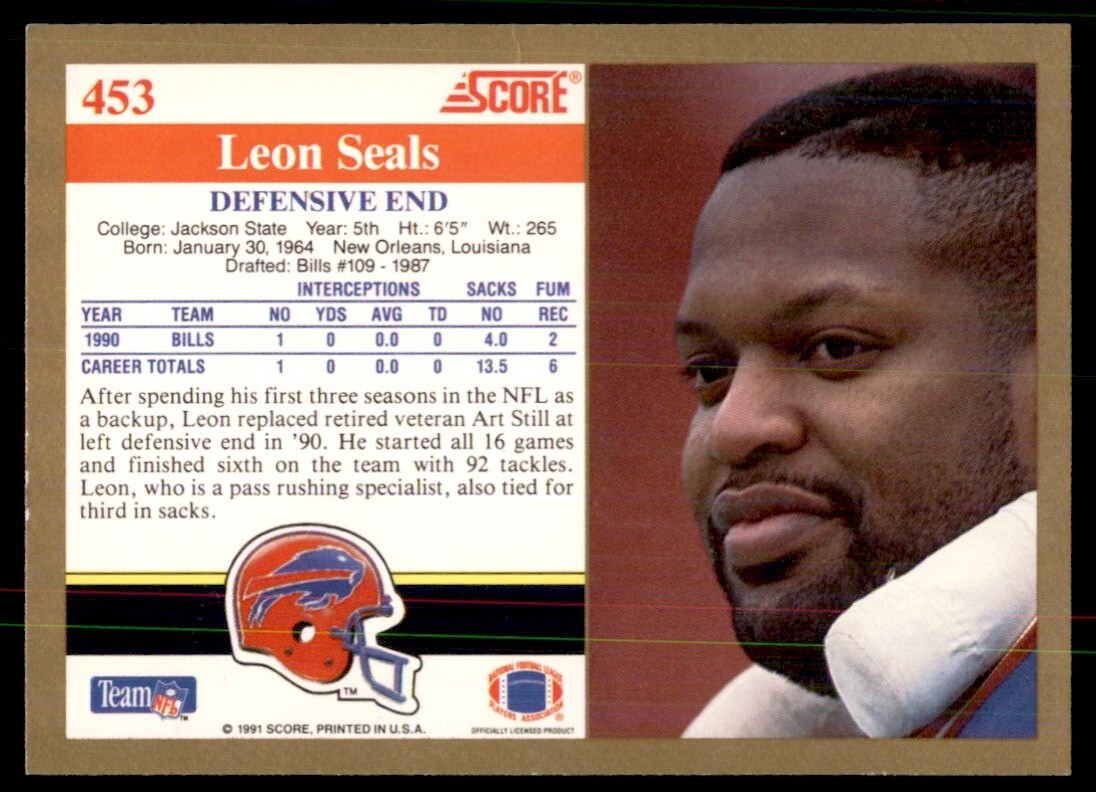 1991 Score Leon Seals Buffalo Bills 453 eBay