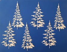 Intricate Tree Christmas Paper Die Cut Silhouette Scrapbook Embellishment 6 Pcs