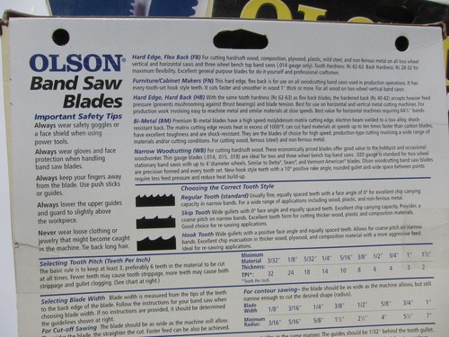 3 OLSON BAND SAW BLADES 93-1/2" X 1/4" 6-TPI SKIP TOOTH Fits 14" Delta Band Saws - Picture 3 of 4