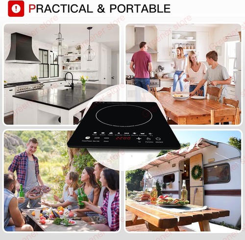 2200W Electric Induction Hob Portable Digital Touch Single Cooker Hot Plate - Foto 13 di 13