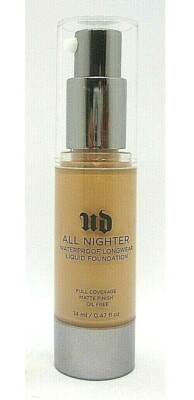 URBAN DECAY ALL NIGHTER WATERPROOF LONGWEAR LIQUID FOUNDATION .47 OZ TRAVEL NEW