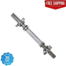Standard 14" Dumbbell Handle Weight Bar with Collars-CAP Barbell, Single, Silver