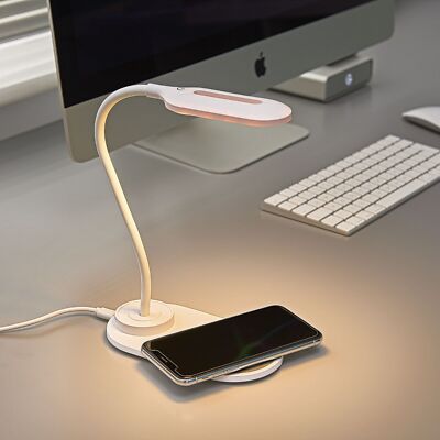 Auraglow kalt- bis warmweiße LED Schreibtischlampe und 10W kabelloses Telefon Qi Schnellladegerät