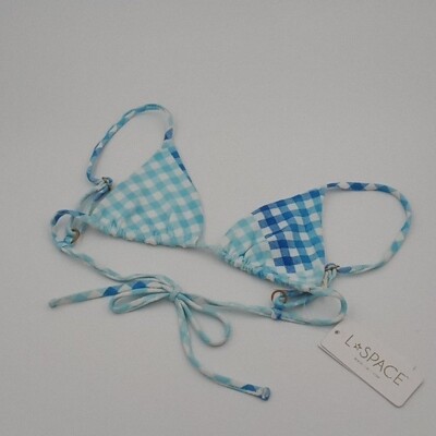 L*Space Bikimi Top Womens XS Picnic Plaid Brittany Bikini Top Blue White LSpace