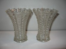 Set of 2 EAPG  Mayflower Clear 5" Vases by Indiana Glass VGC 