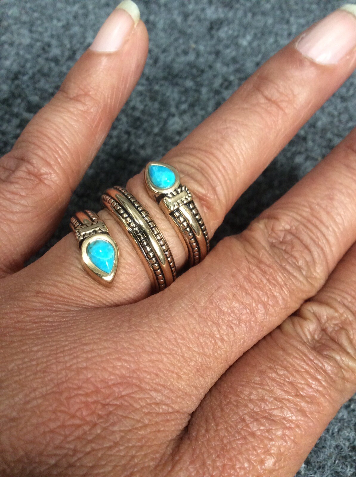 Statement Barse studio Bronze turquoise coil ring… - image 1