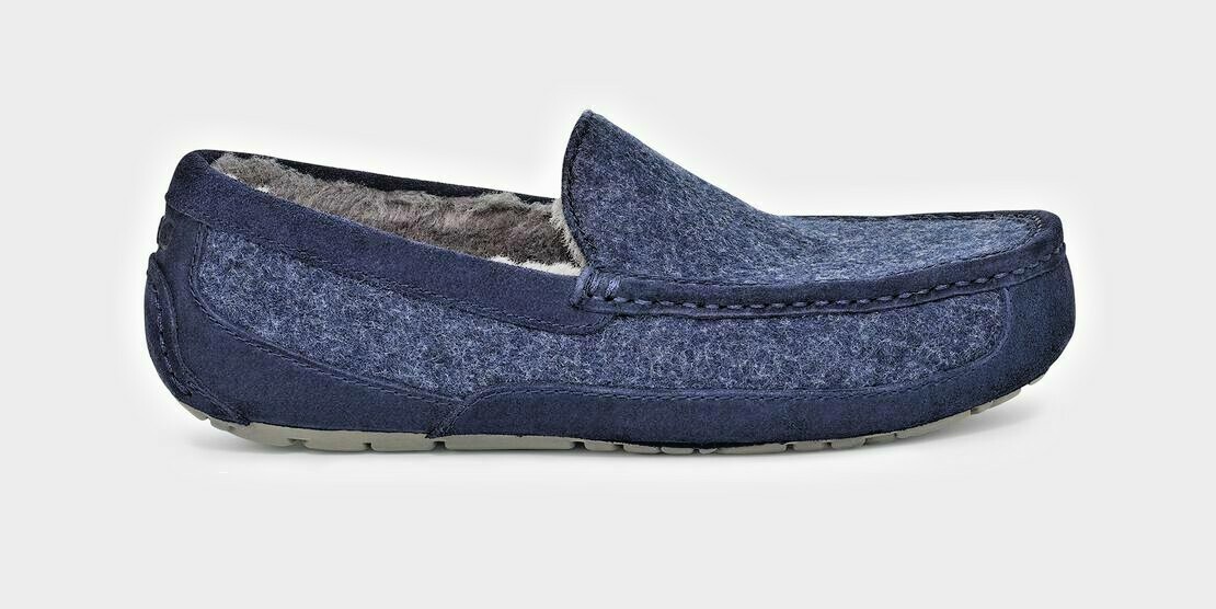 New Ugg Ascot Suede Wool Dspp Navy Blue Slide Slip on Mens  display picture 2