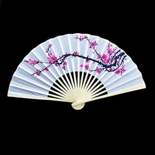 Quasimoon Cherry Blossom Silk Folding Hand Fan (100 Pack) by PaperLanternStore