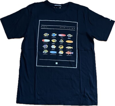 REEF Fish Guide Ridiculously Comfortable T-Shirt Tee Black Adult Size XL EUC