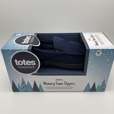 Totes Toasties Mens Slippers Memory Foam Temperature Sensitive Blue Medium 8-9