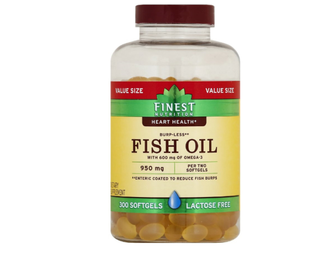 2 Finest Nutrition Burpless Fish Oil 950mg 300 Softgels Each Exp 01/