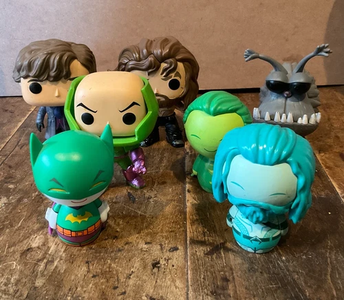 Lot of 7 Funko Figures Batman, Superman, Aquaman, Sherlock, Lex Luther, Kyle