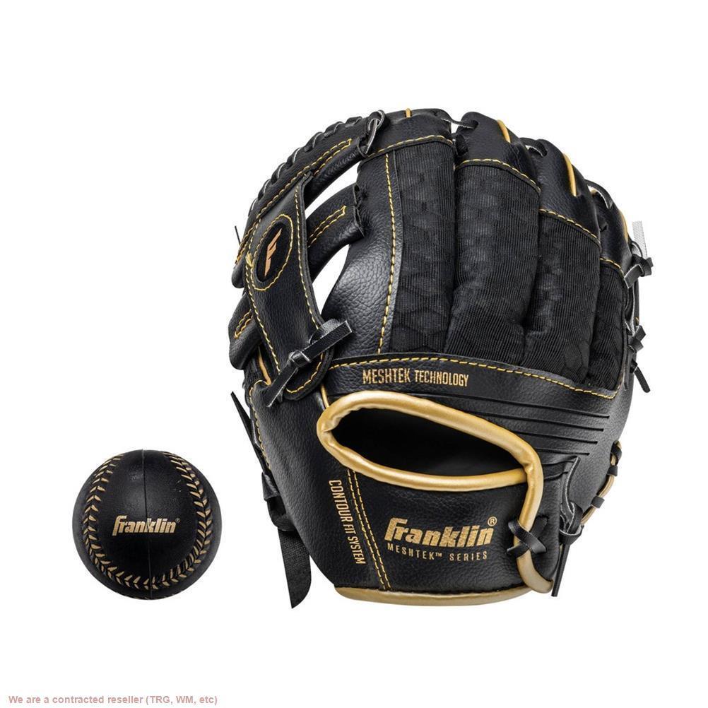 Сетчатая перчатка для игры в бэттинг Franklin Sports 9.5 Black/Gold с метателем мяча левой рукой