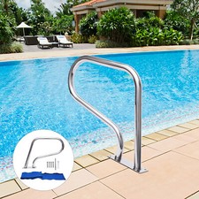 39.1" Swimming Pool Hand Rail Stainless Steel Handrail Stair Rail W/Base Plate