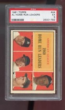 1961 Topps #44 AL Home Run Leaders Mickey Mantle Roger Maris PSA 5 Graded Card