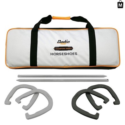Champions Horseshoe Set | Tournament-Quality Forged Steel - Gray/Black, 8 Pieces