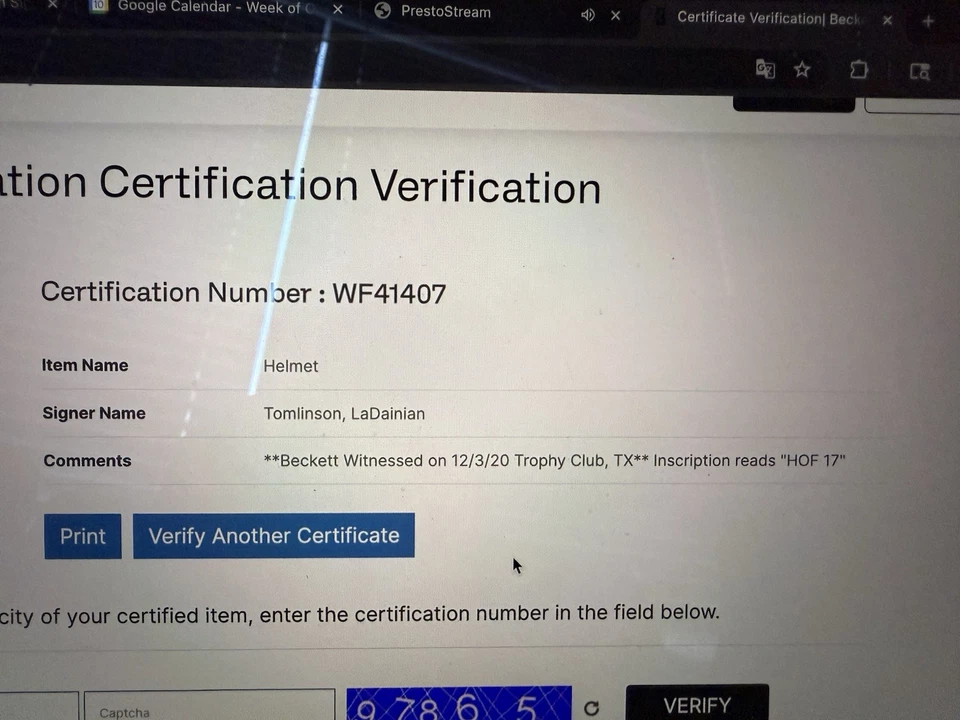 LADAINIAN TOMLINSON AUTOGRAPHED JETS FULL SIZE HELMET "HOF 17" BECKETT WF41407  - Image 2 of 4