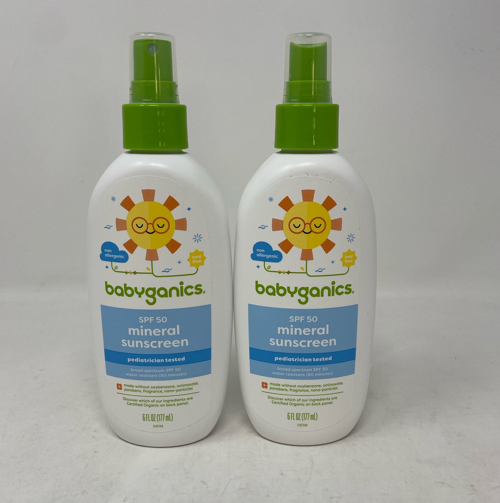 Babyganics SPF 50 Baby Sunscreen Spray Twin Pack – UVA UVB Broad Spectrum 6 Fl Oz Each