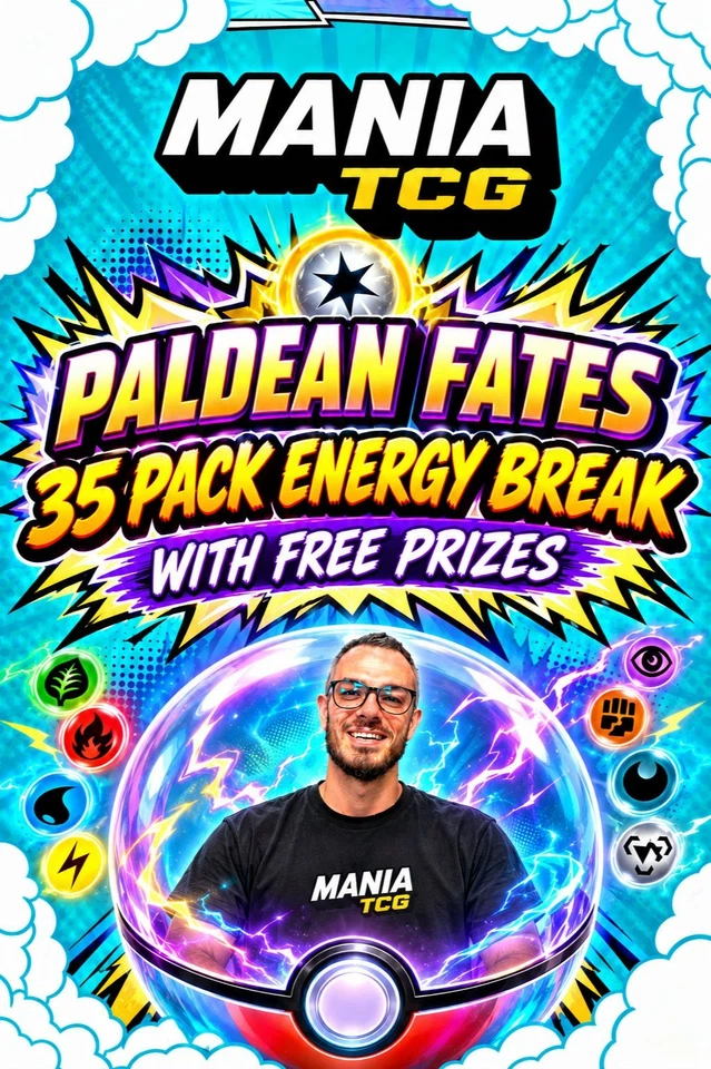 Paldean Fates 35 Pack Energy Break With **Free Booster Boxes** With Charlie