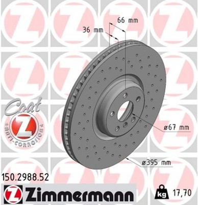 2x Bremsscheibe SPORT Z ZIMMERMANN 150.2988.52 für BMW 7er G11 G12 730 Mild 740