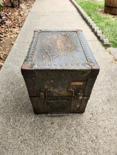 Vintage WW11 Divided Military LOCKER  Wood Trunk chest storage green box army US