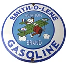 Vintage Smith-O-Lene Snoopy Aviation Porcelain Sign - Peanuts Gas Sign