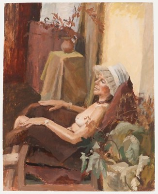Pauline Plummer (b.1933) - 20. Jahrhundert Öl, Sonnengeküsster Nude.