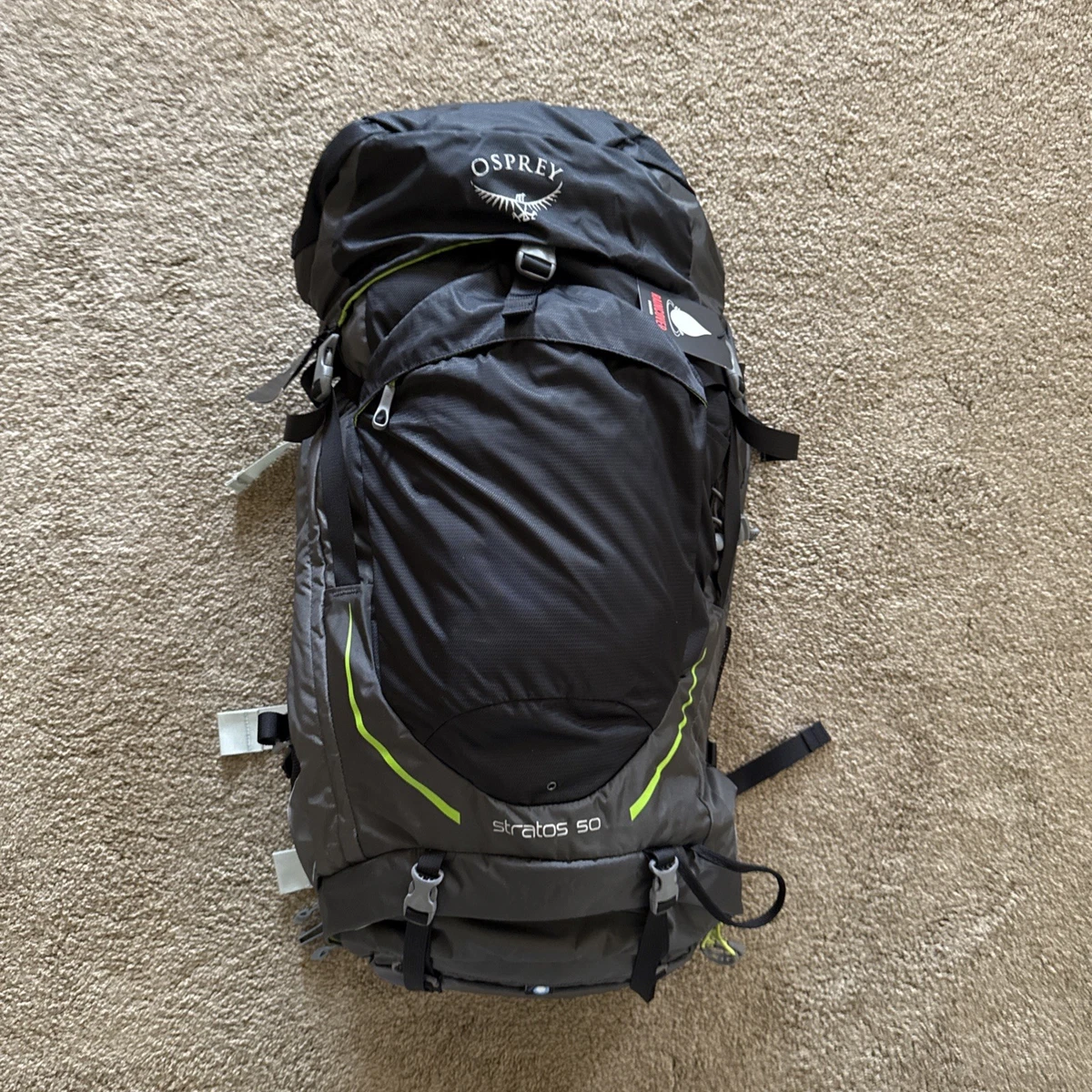 Hiking Osprey Stratos 50 L Osprey Black Nylon Hiking Backpacks For Sale