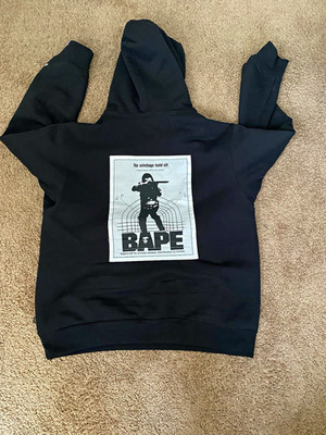A Bathing Ape BAPE x Alpha Industries Men's XL Black Pullover Fleece Hoodie