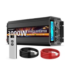 3000W Power Inverter 12V DC to AC 110V/120V Peak 6000W Converter 3 sockets ...