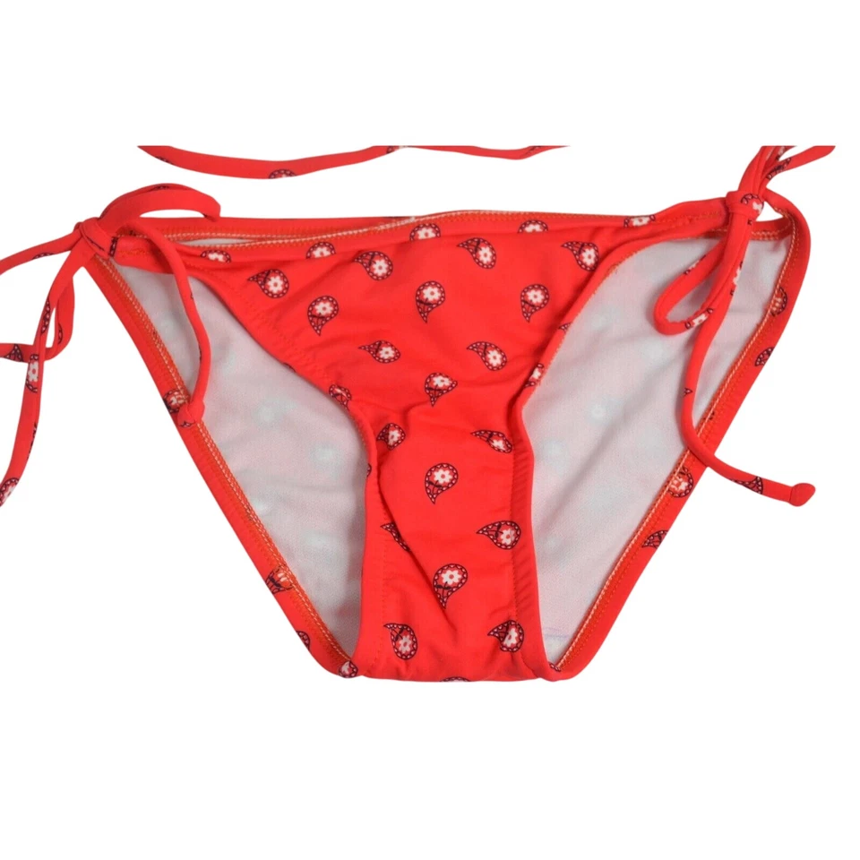 BIKINI LAB, 2 Piezas Bikini de Cuerda, Rojo Paisley, Acolchado, Talla Pequeña Foto 3 de 4