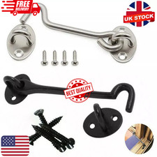 Cabin Hook and Eye Latch Lock Shed Gate Door Catch Silent Holder Stainless Steel