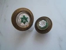 2 ANTIQUE VICTORIAN GLASS & BRASS PICTURE NAILS W/ WITHOUT NAIL/PIN