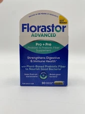 Florastor Advanced Pro + Pre Probiotic & Prebiotic Fiber 30 vegetarian capsules