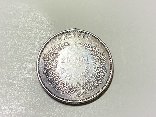 1892 Denmark 2 Kroner - Silver - Christian IX Golden Wedding - Bild 3 von 5