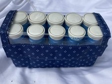 Vntg Remington Express Set 10 Hot Rollers Hair Curlers Travel Compact Blue Case