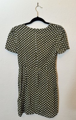 Kimchi Blue Olive Green & White Polka Dot Mini Dress Tie Front Size Small |  eBay