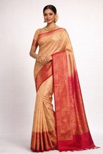 Sandal  Rani Pink Soft Silk Saree with Heavy Embroidered unstitched Blouse
