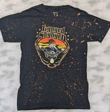 Lynyrd Skynyrd Black Bleach Dye T-Shirt Eagle Mountains Rock Band Distressed M