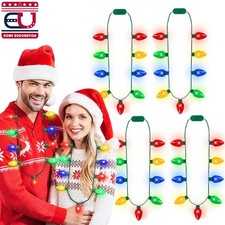 1-4PCS Christmas Light Up Necklace Xmas Holiday Party Glowing Decor with 9 LED