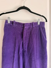 Vintage Purple Corduroy Pants Womens 26 High Waist USA Made Straight Leg