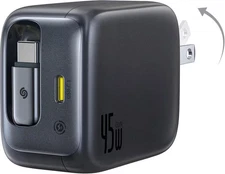 Baseus - Enercore with Single Retractable USB-C Cable Charger 45W - Black