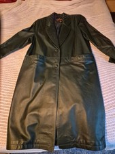 Vintage 80s/90s Charles Klein Hunter Green leather longline coat blazer jacket M