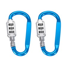 3 Inch Length Combination Locks 2PCS 3 Dial Digit Combo D-Ring Locking Blue